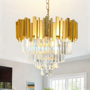 Modern Gold K9 Crystal Chandelier 4-Tier