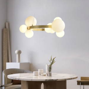 Clear White Glass Ball Chandelier