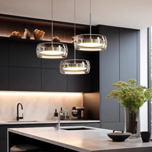 Modern Alloy Ring LED Pendant Light in black