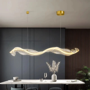 Modern Linear Acrylic Chrome LED Pendant Light