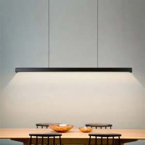 Modern Nordic Minimalist Linear LED Pendant Light in black for dining table