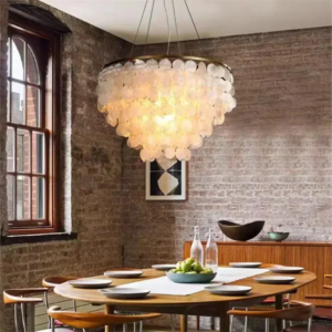 Capiz Shell Chandelier Luxury Gold Chrome LED Lamp