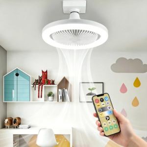 Smart 3-in-1 E27 ceiling fan light with dimmable 3-color LED and remote control