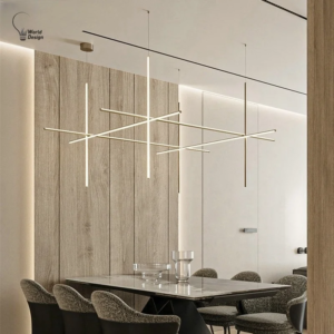 Nordic minimalist gold tube designer chandelier for dining room and bar