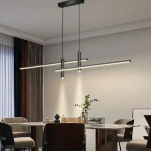 CETANT Modern Linear LED Pendant Light in black for dining table