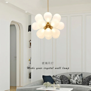 Glass Bubble Chandelier Over Island Lighting