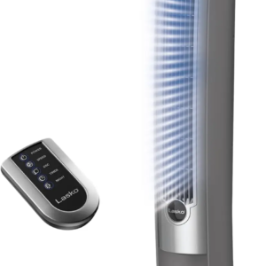 42-inch silver oscillating tower fan for bedroom and office