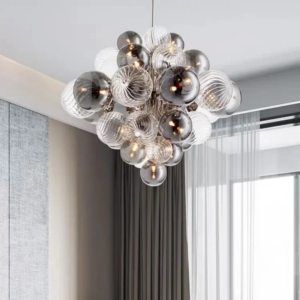 Luxury Smoke Gray Glass Bubble Ball Chandelier