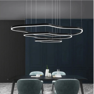 Modern Circular Ring LED Chandelier Coffee Gold