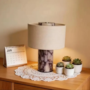 Modern Marble Table Lamp with Fabric Shade