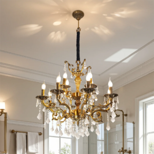 Antique bronze candle-style pendant light with filament bulbs