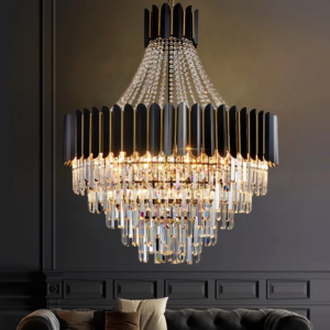 Black and gold crystal chandelier