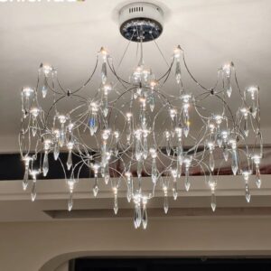 Modern 8-Bulb Crystal LED Pendant Chandelier, Silver or Gold, for Living Room, Dining Room, Bedroom