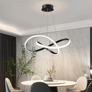 Creative clover-shaped LED pendant chandelier over dining table