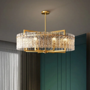 All-copper water ripple chandelier in living room