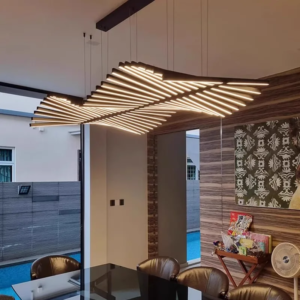 Sculptural fishbone-design LED chandelier
