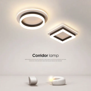 Modern geometric LED corridor ceiling light in hallway