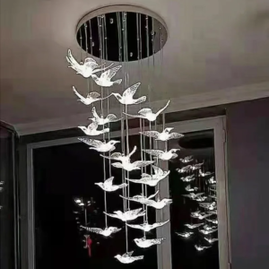 Creative glass bird LED chandelier