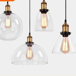 Modern Glass Stone Pendant Light, Amber, Clear or Smoke Grey, for Kitchen, Dining Room, Bedroom