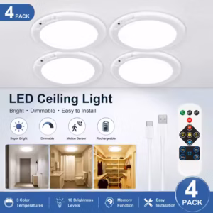GMOX 4-Pack Rechargeable Motion Sensor Ceiling Light