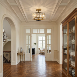 Gold K9 crystal semi flush mount ceiling light