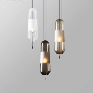 Modern Nordic Glass Pendant Light, Clear, Gray or Brown, for Dining Room, Bedroom, Loft