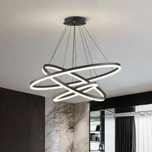 Modern interlocking multi-ring LED chandelier