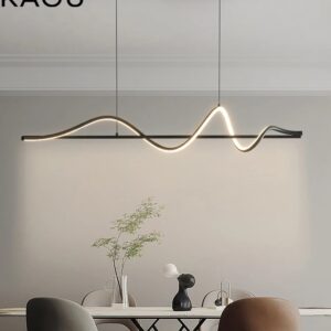 Modern Linear LED Pendant Light, White or Black, 100/120cm, for Restaurant, Kitchen, Office