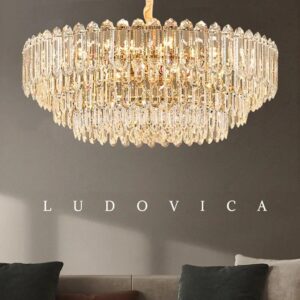 Modern LED Ceiling Hanging Lamp for Living Room Designer Luxury Circular Dining Table Pendant - D95cm