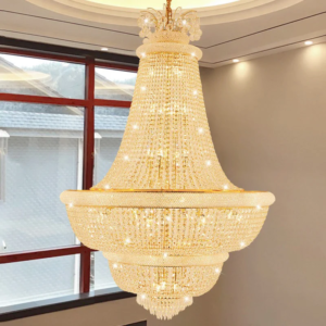 Luxury gold tiered crystal chandelier