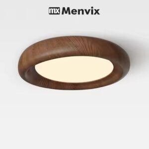 Nordic Wood Grain Ceiling Lamp, Round LED Minimalist Fixture