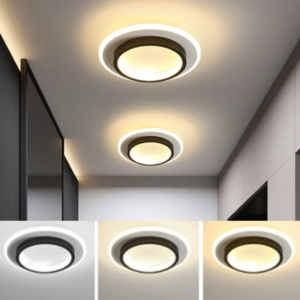 Modern round LED ceiling lamp in hallway