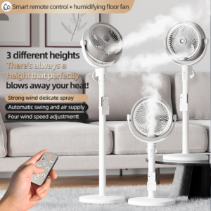 Height-adjustable misting pedestal fan