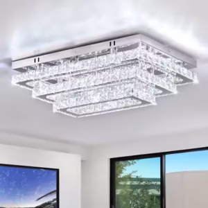 Modern Crystal LED Ceiling Light Rectangular Flush Mount