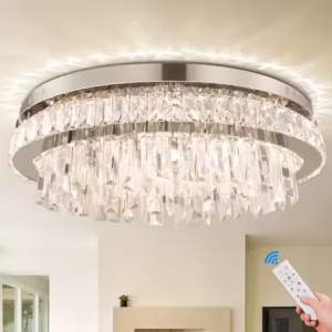 Modern Dimmable Crystal Chandelier Flush Mount Ceiling Light