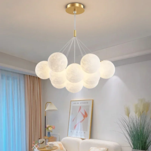 3D moon bubble chandelier with frosted sphere shades
