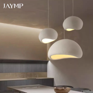 Nordic wabi sabi dome pendant chandelier over living room