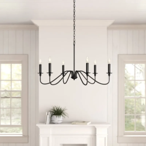 Retro loft candle-style chandelier in black