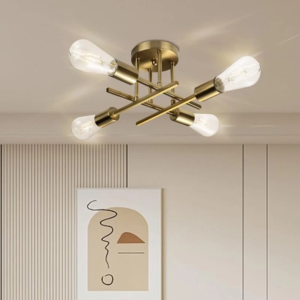Retro Nordic semi-flush ceiling light