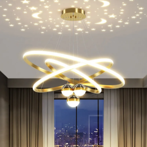 Modern interlocking ring chandelier