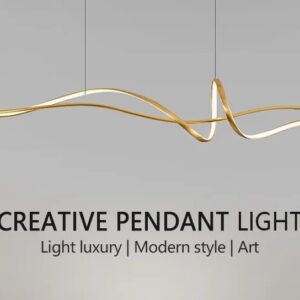 Modern Aluminum Linear LED Pendant Light L120cm, Black/Gold, for Dining Table, Kitchen Island, Bar