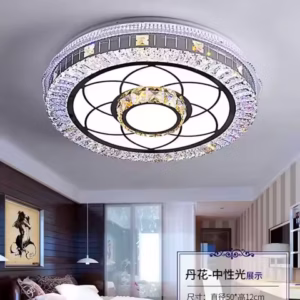 Silver Crystal LED Chips Circle Light Pendant