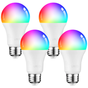 Smart WiFi LED A19 color changing bulbs, 4-pack, compatible with Alexa and Google Home