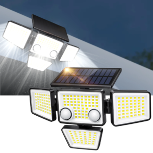Solar-powered motion sensor flood light with adjustable panels