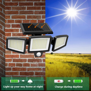 Solar motion sensor security light for porch and yard