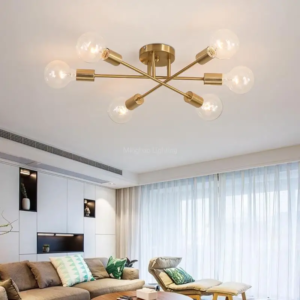 Modern Nordic Sputnik chandelier in brushed antique gold
