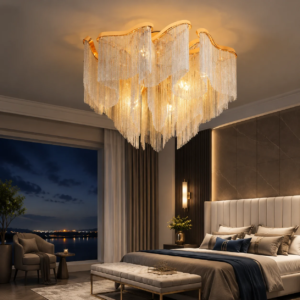 Modern luxury LED tassel chain chandelier
