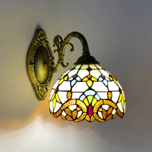 Tiffany Style Vintage Stained Glass Wall Lamp Handmade Dome Sconce