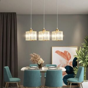 Nordic Modern Crystal 3-Head Pendant Light for Dining Table, Bar Counter, Study