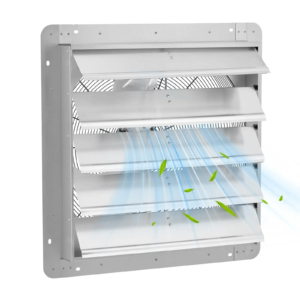 24-inch wall-mounted aluminum exhaust fan with automatic shutter blades